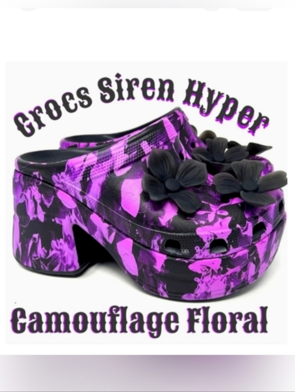 💜CROCS W7 Siren Hyper Camouflage Floral Mules